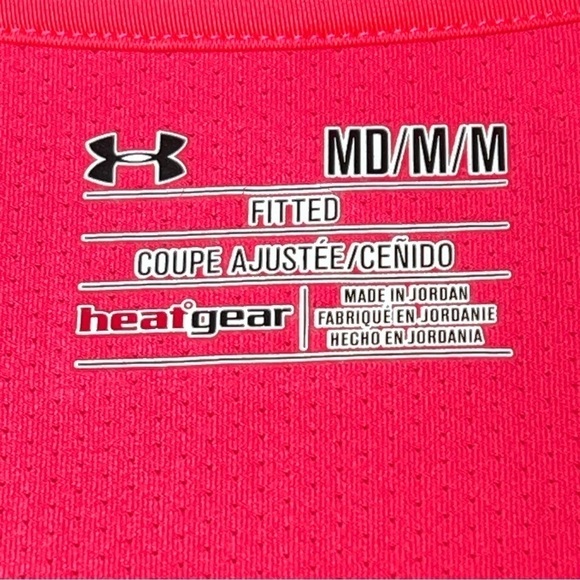 UNDER ARMOUR Fitted HeatGear Coral Pink Short Sleeve Shirt Women's Size M - Picture 10 of 11